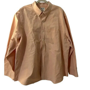 Izod Vintage Button-Up Dress Shirt Size XXL Pocket Peach Office Work